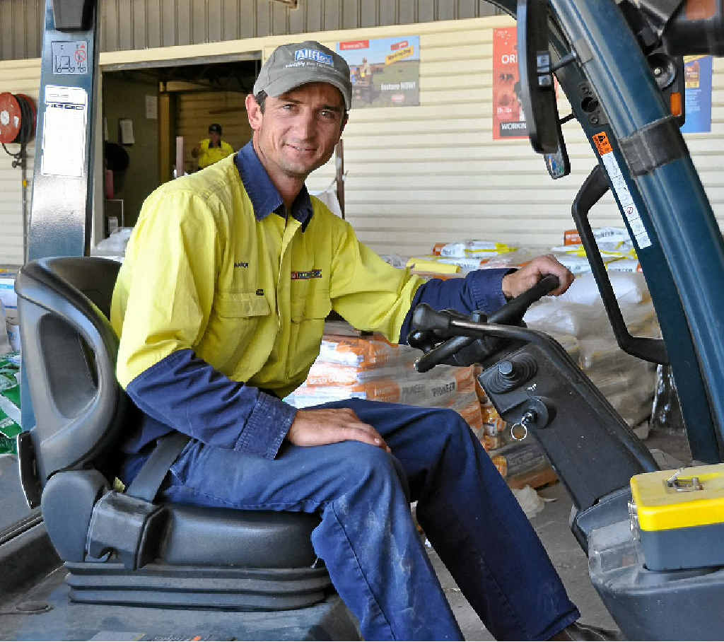 Rural merchandise assistant Aaron McKinney stocks some supplies at CRT. Rural merchandise assistant Aaron McKinney stocks some supplies at CRT.